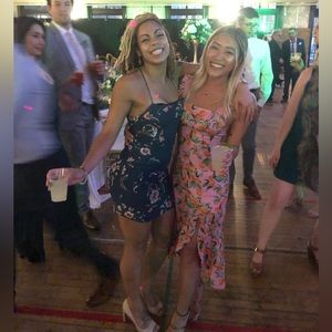 Floral Midi Dress - Pink and Blue